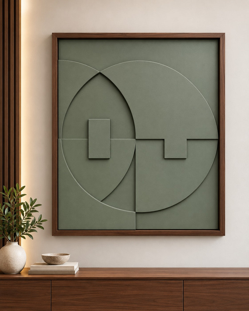 Sage Intersection Framed Geometric Wall Art