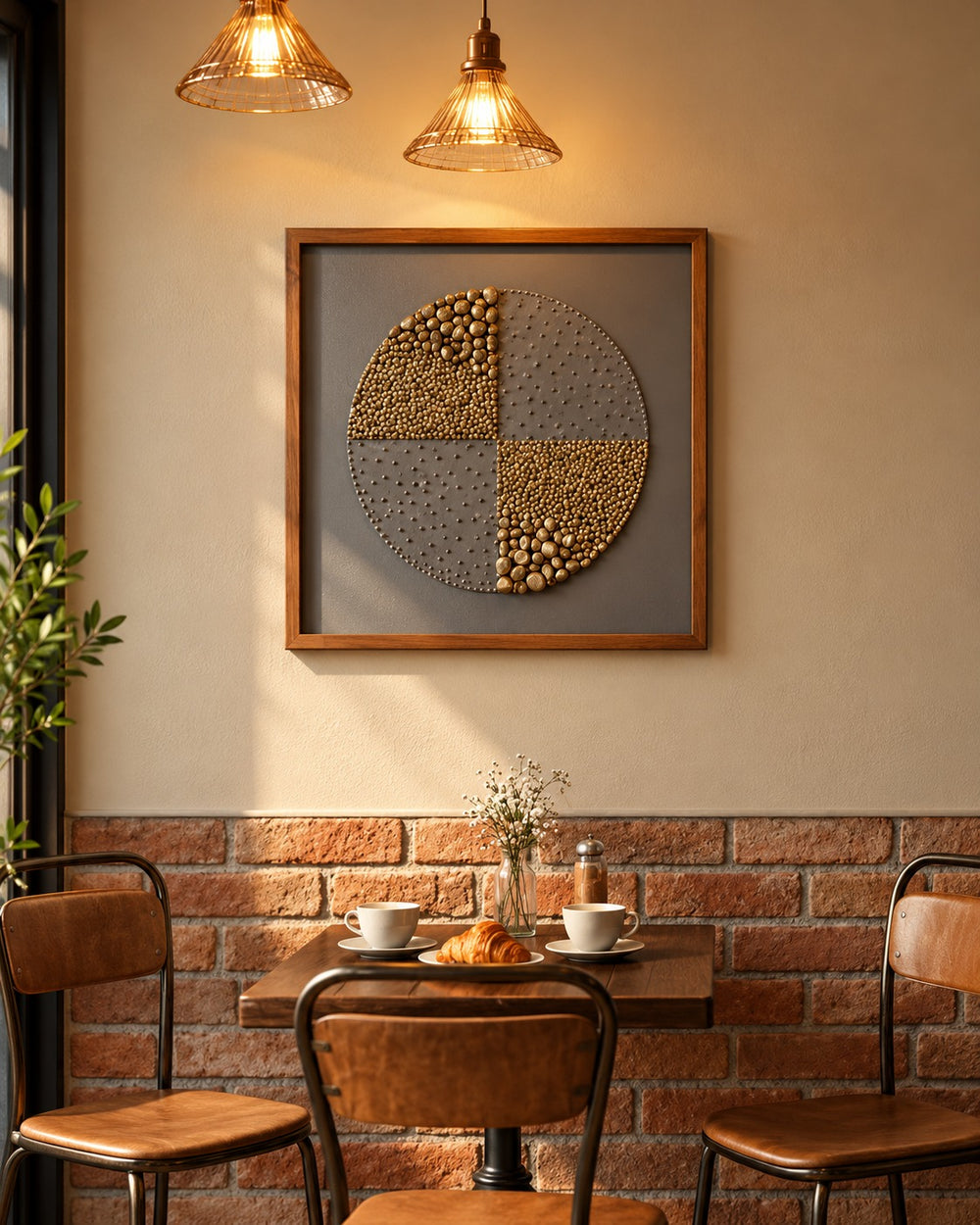Golden Quadrants Framed Abstract Wall Art