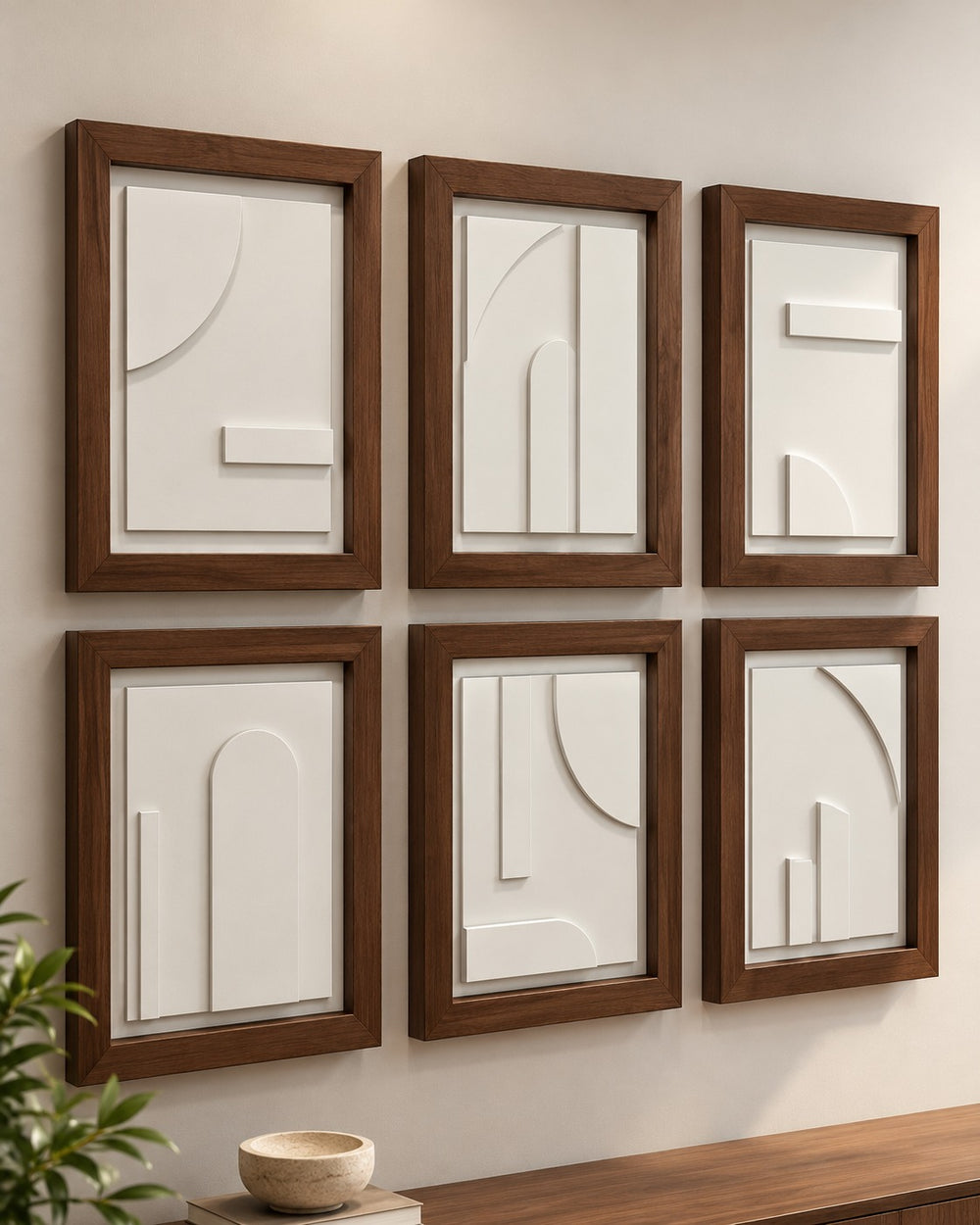 Ivory Cadence Framed Geometric Wall Art