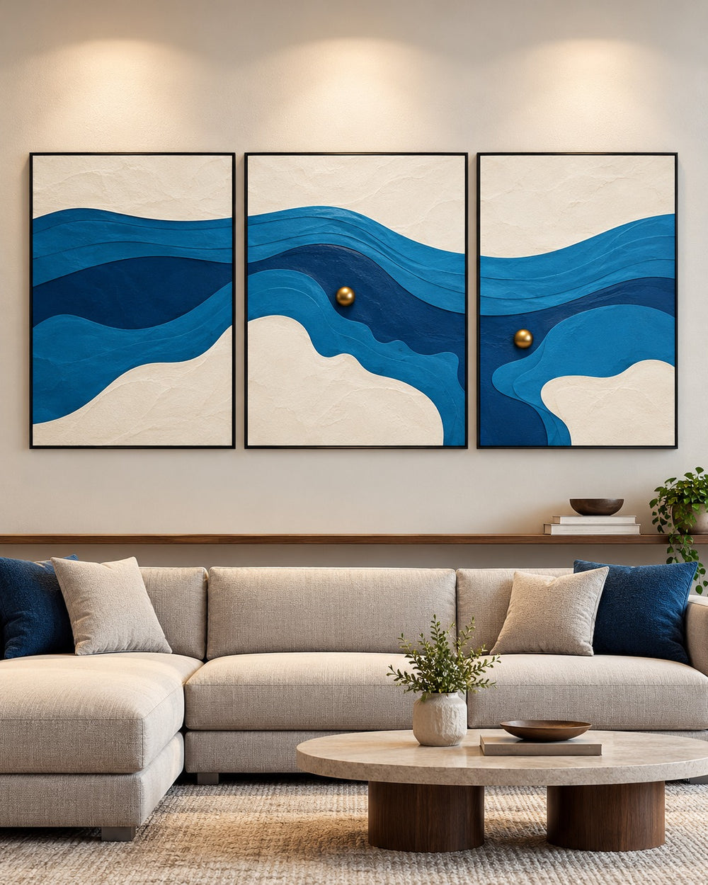 Azure Currents Framed Abstract Wall Art