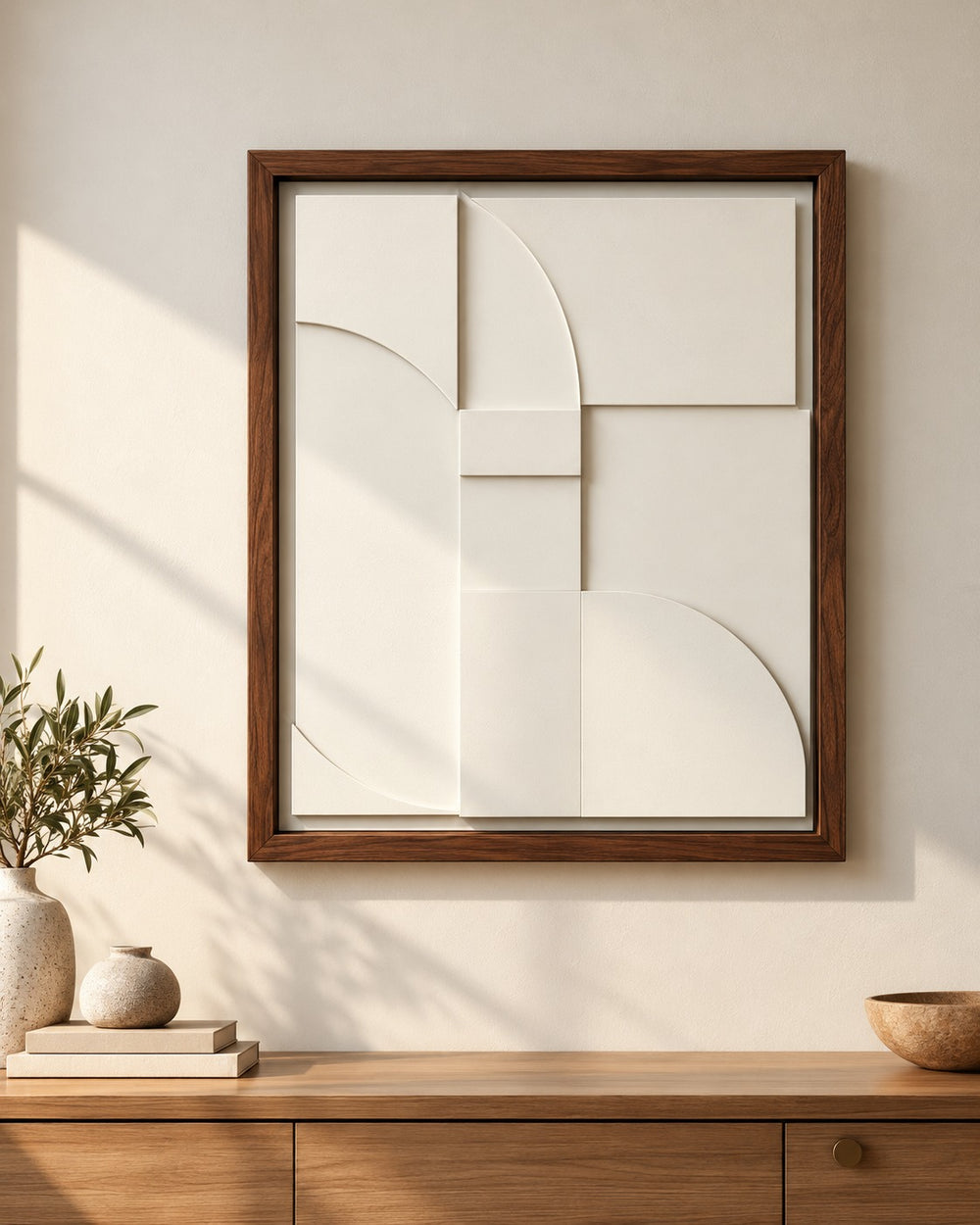 Ivory Balance Framed Geometric Wall Art