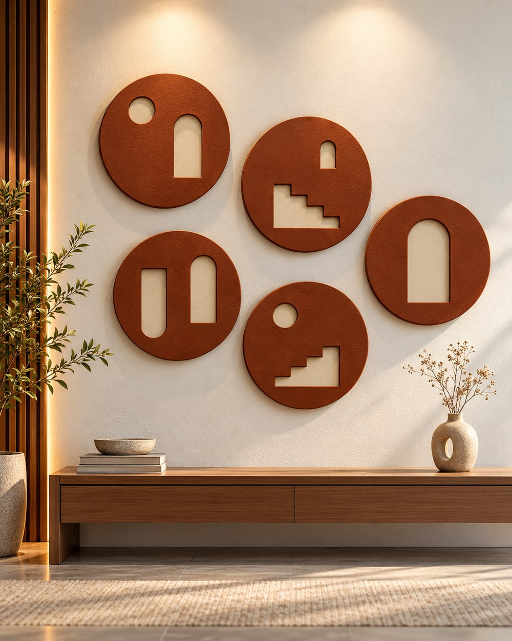 Terracotta Portals Round Architectural Wall Art