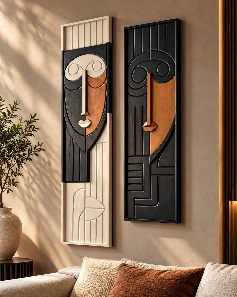 Earth & Shadow Abstract Face Wall Art