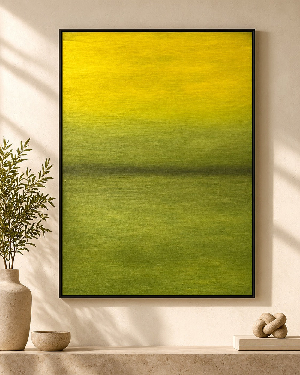 Lime Horizon Framed Abstract Wall Art