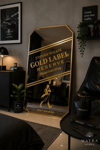 Gold Label Inspired Acrylic Mirror | Luxury Wall Mirror India | Mayra Homes