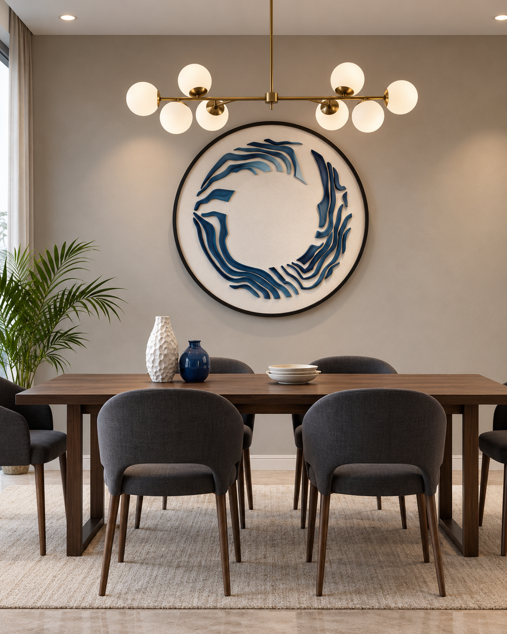 Blue Current – Circular Abstract Wall Art