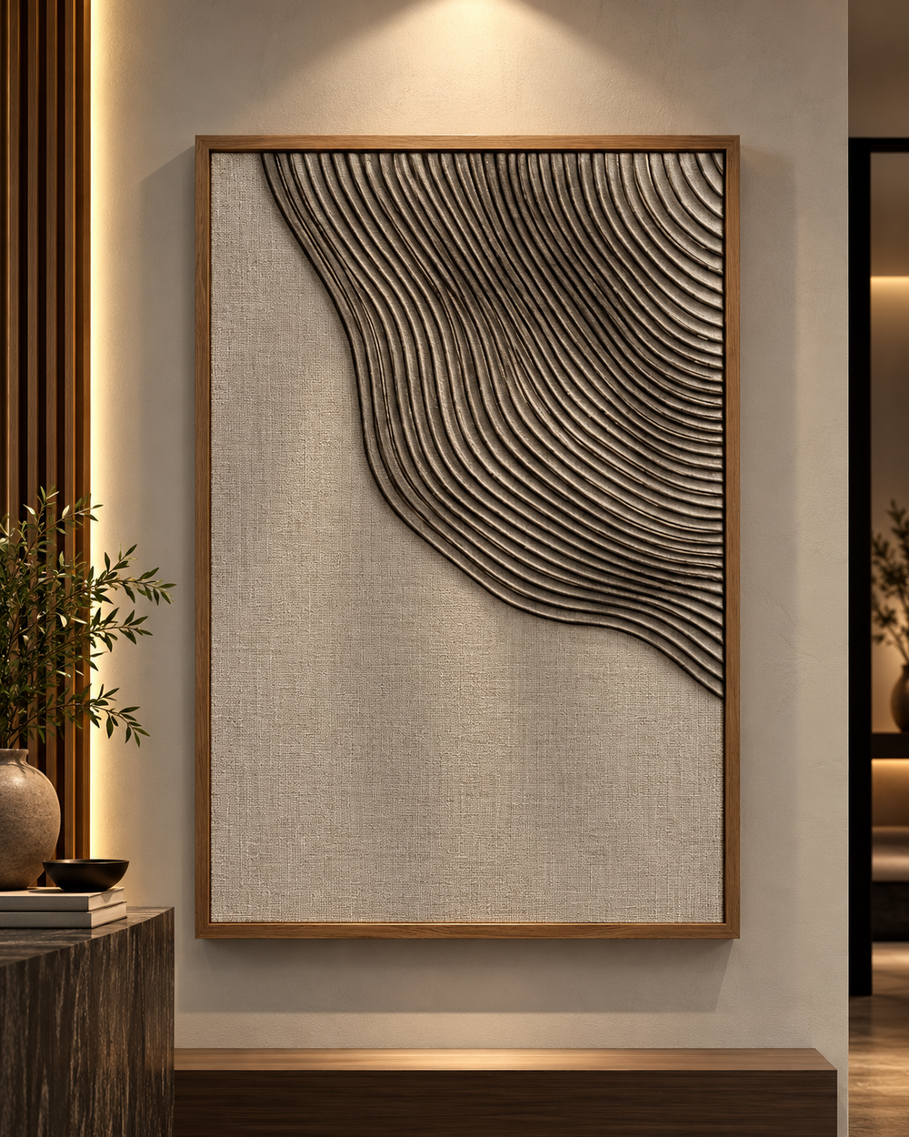 Silent Currents – Textured Wave Wall Art
