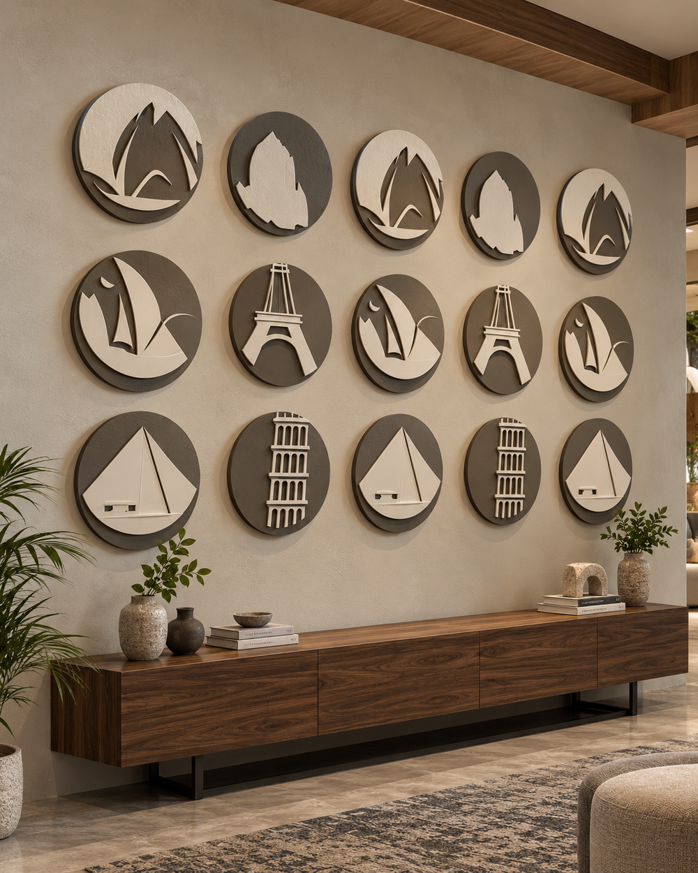 Atlas Disc – Landmark-Inspired Circular Wall Art