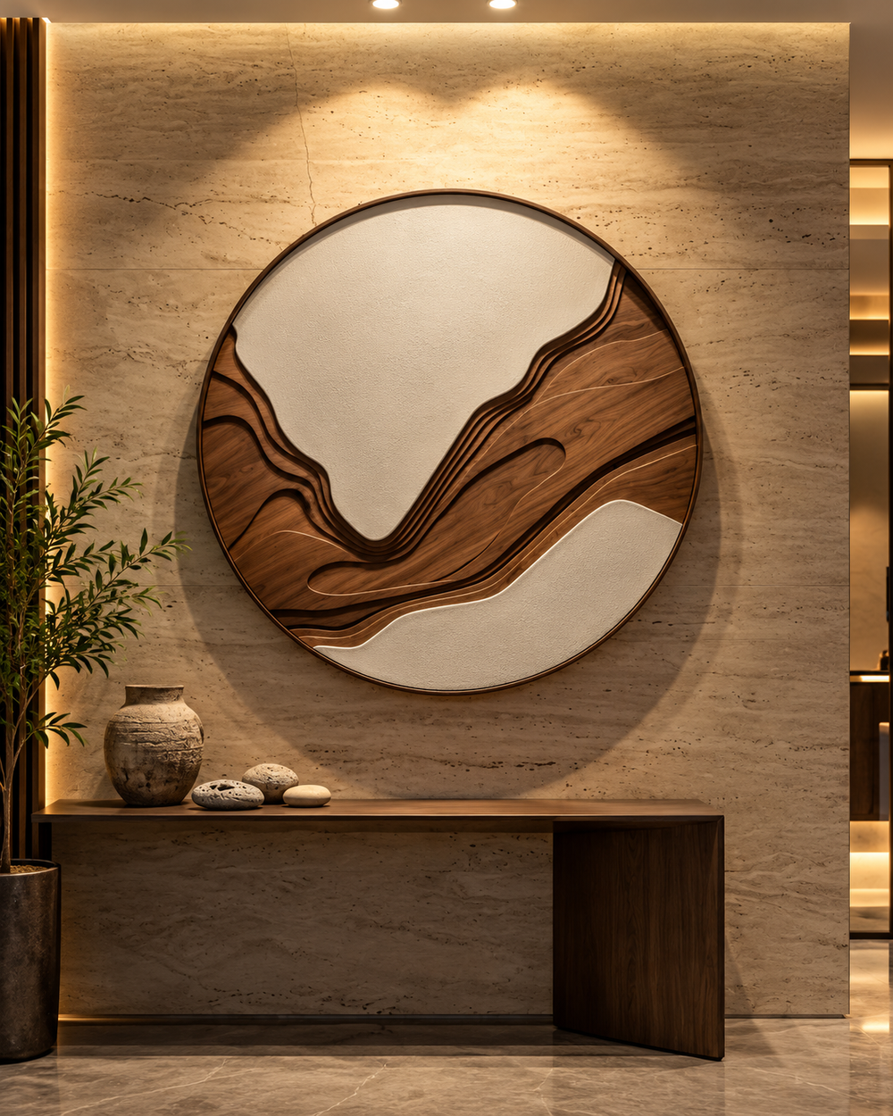Woodwave Circle – Textured Abstract Wall Art