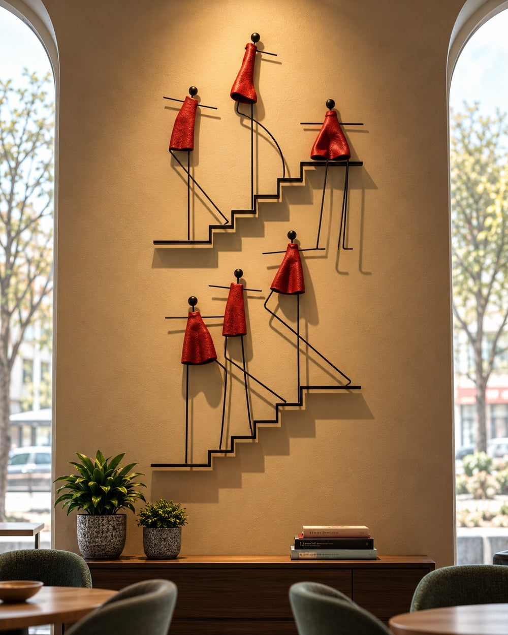 Scarlet Steps Sculptural Wall Art