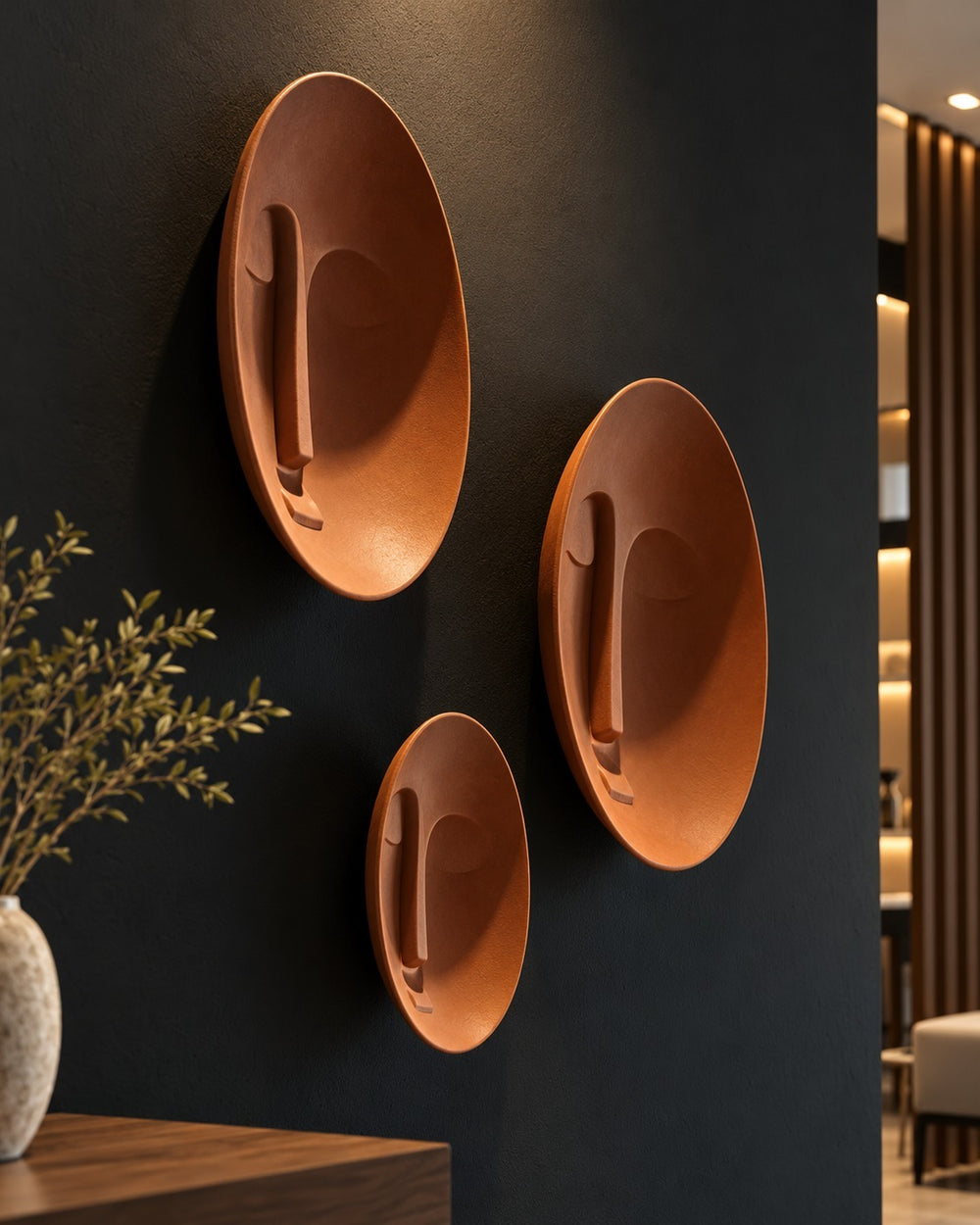 Terracotta Muse Face Wall Art