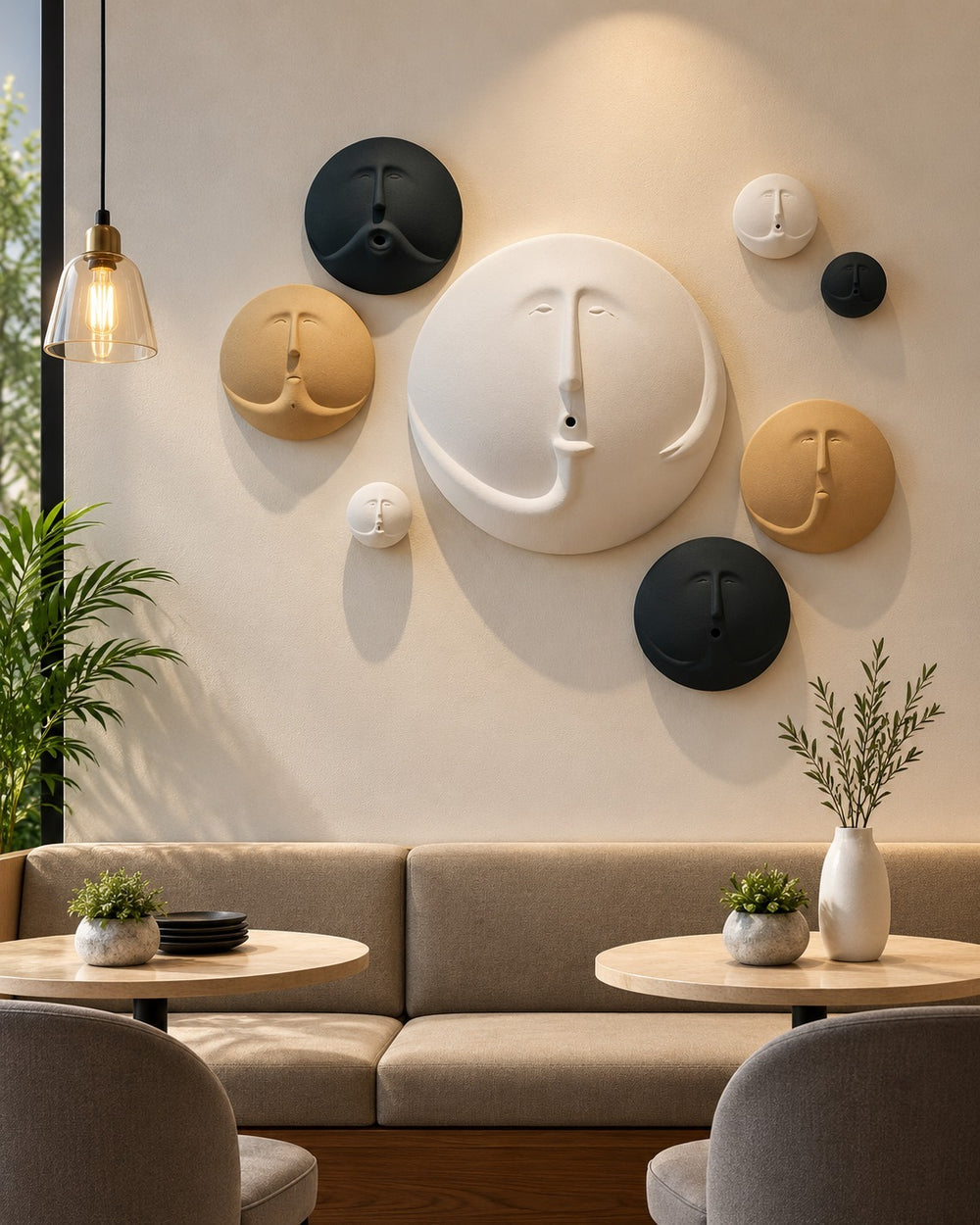 Whimsical Faces Round Wall Art