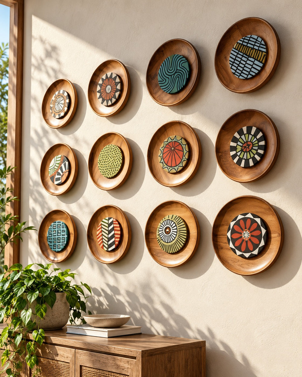 Pattern Mosaic Decorative Wall Plates – Set of 12