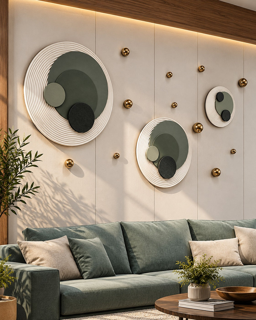 Sage Orbit Round Wall Art – Set of 3
