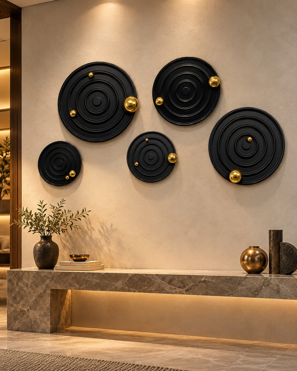 Orbital Rings Round Wall Art – Set of 5