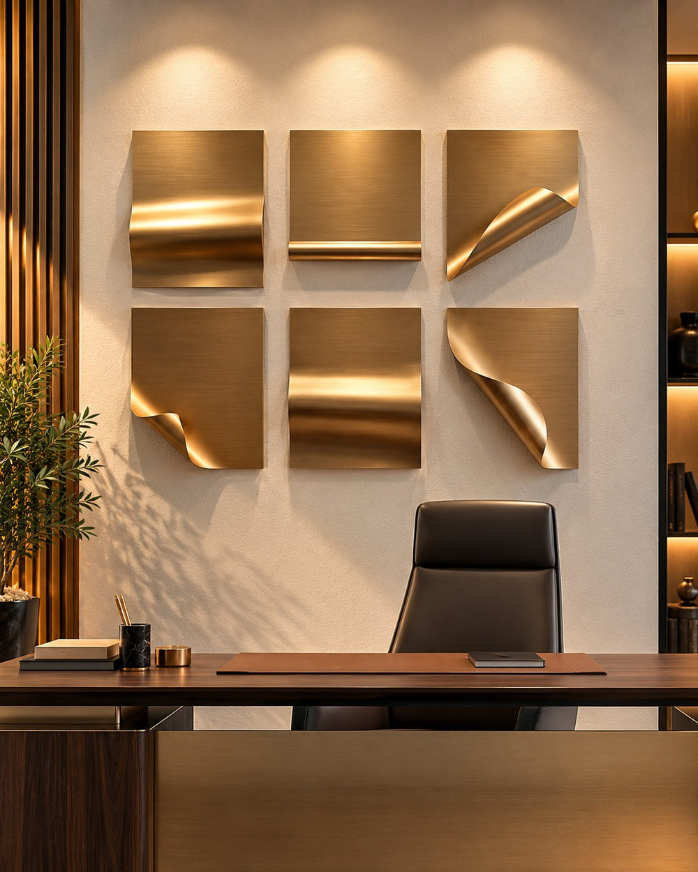 Folded Elegance Metal Wall Art – Set of 6