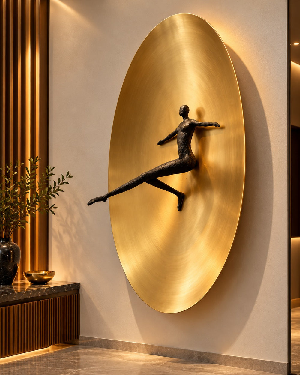 Golden Leap Figurative Metal Wall Sculpture