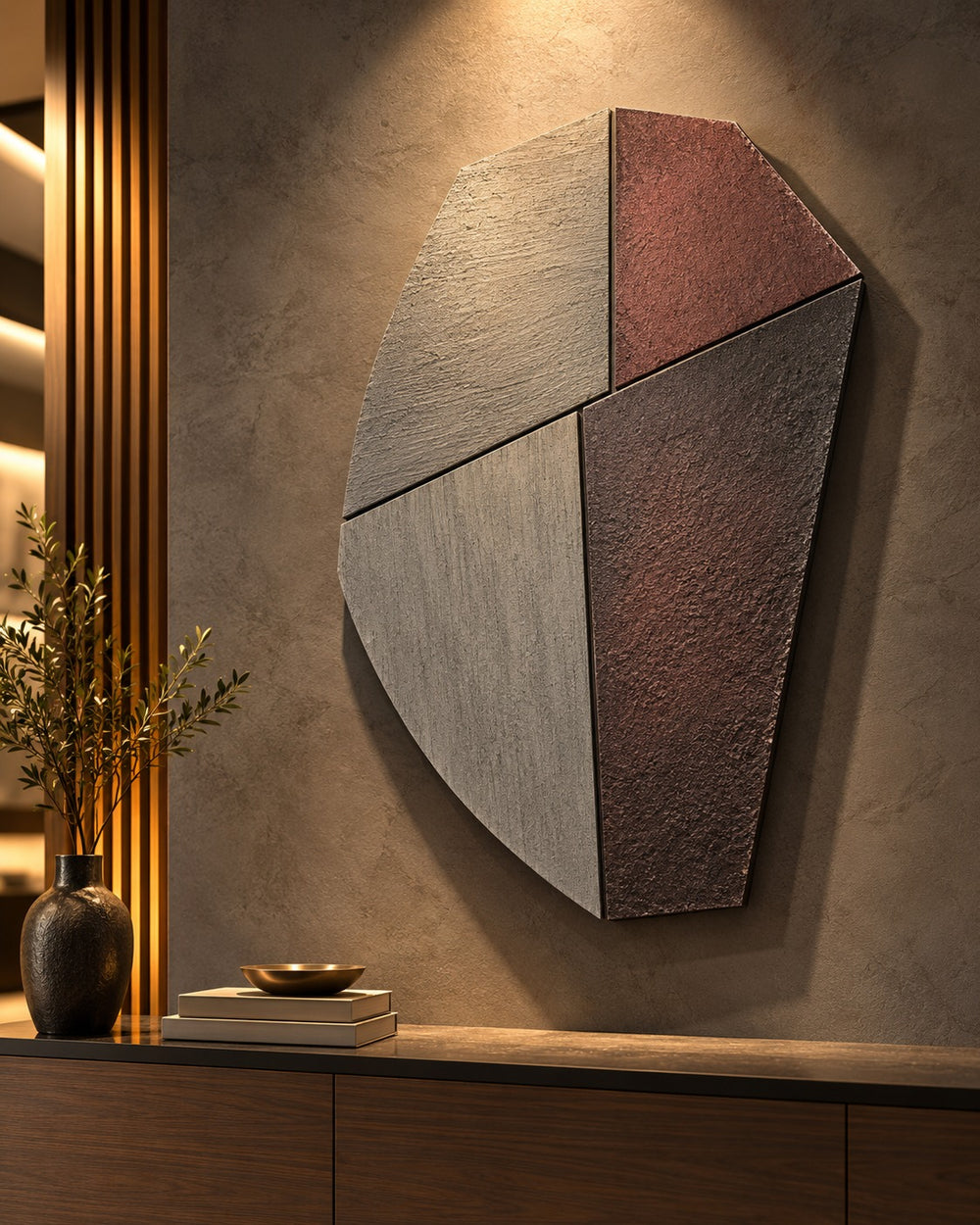 Earth Facets Geometric Textured Wall Art