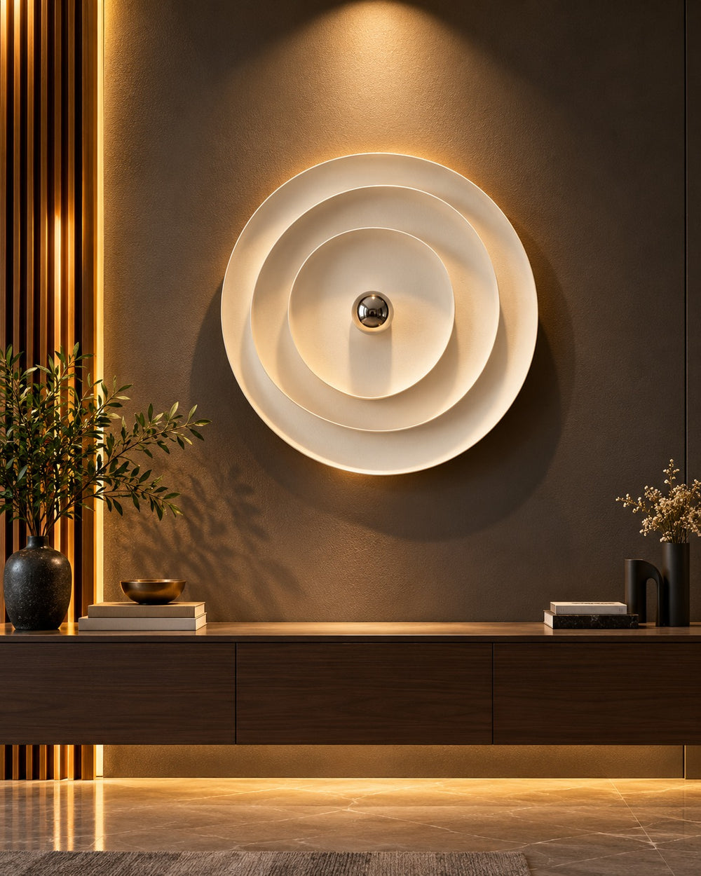 Ivory Orbit Layered Metal Wall Art