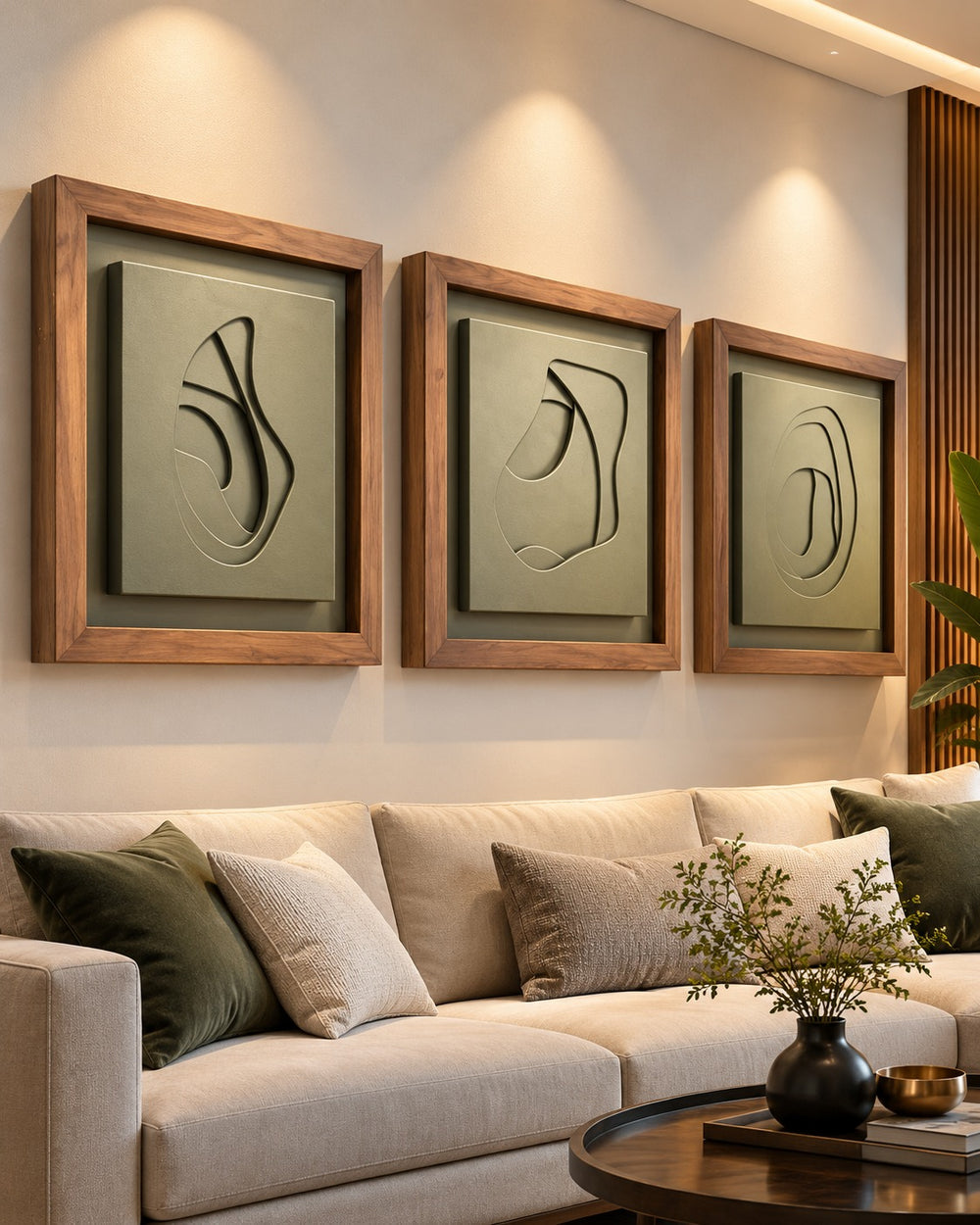 Organic Contours Wooden Framed Wall Art – Set of 3