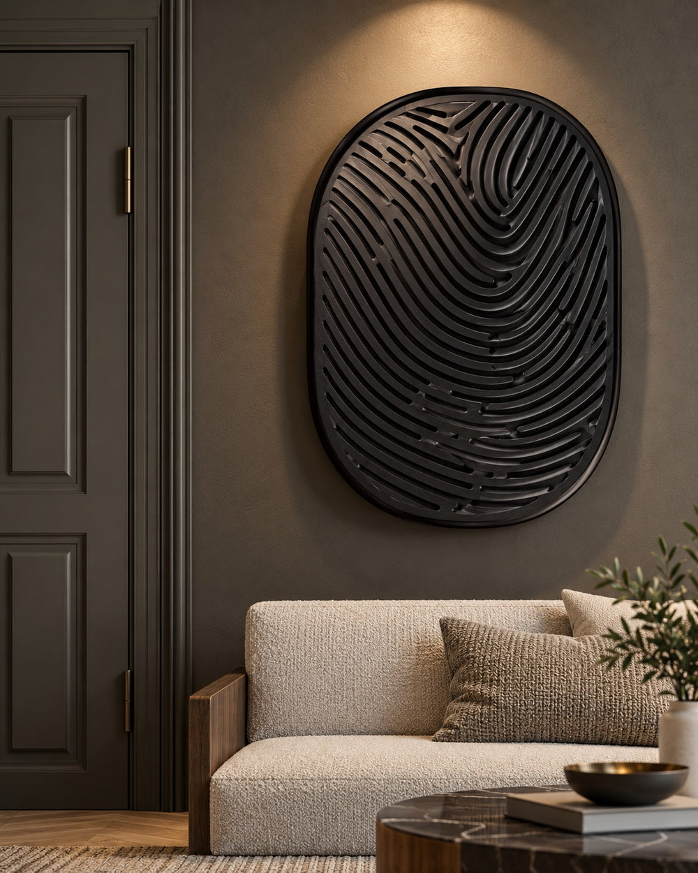 Obsidian Currents Sculptural Wall Art