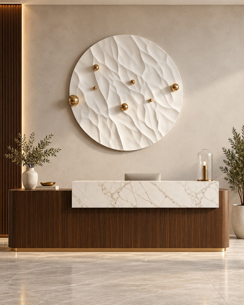 Sculpted Waves Round Wall Art
