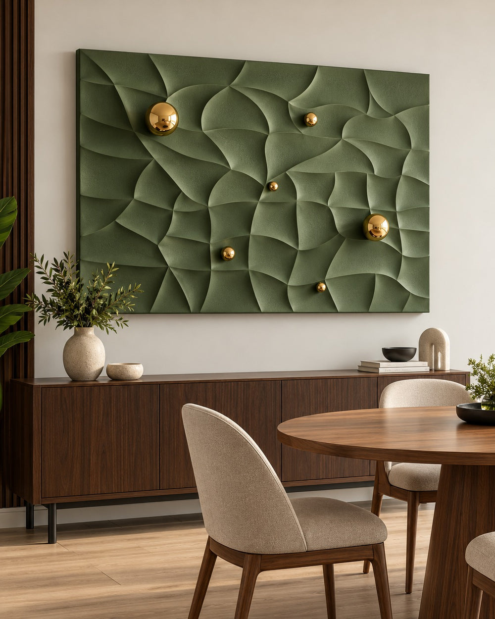 Olive Tides Sculptural Wall Art