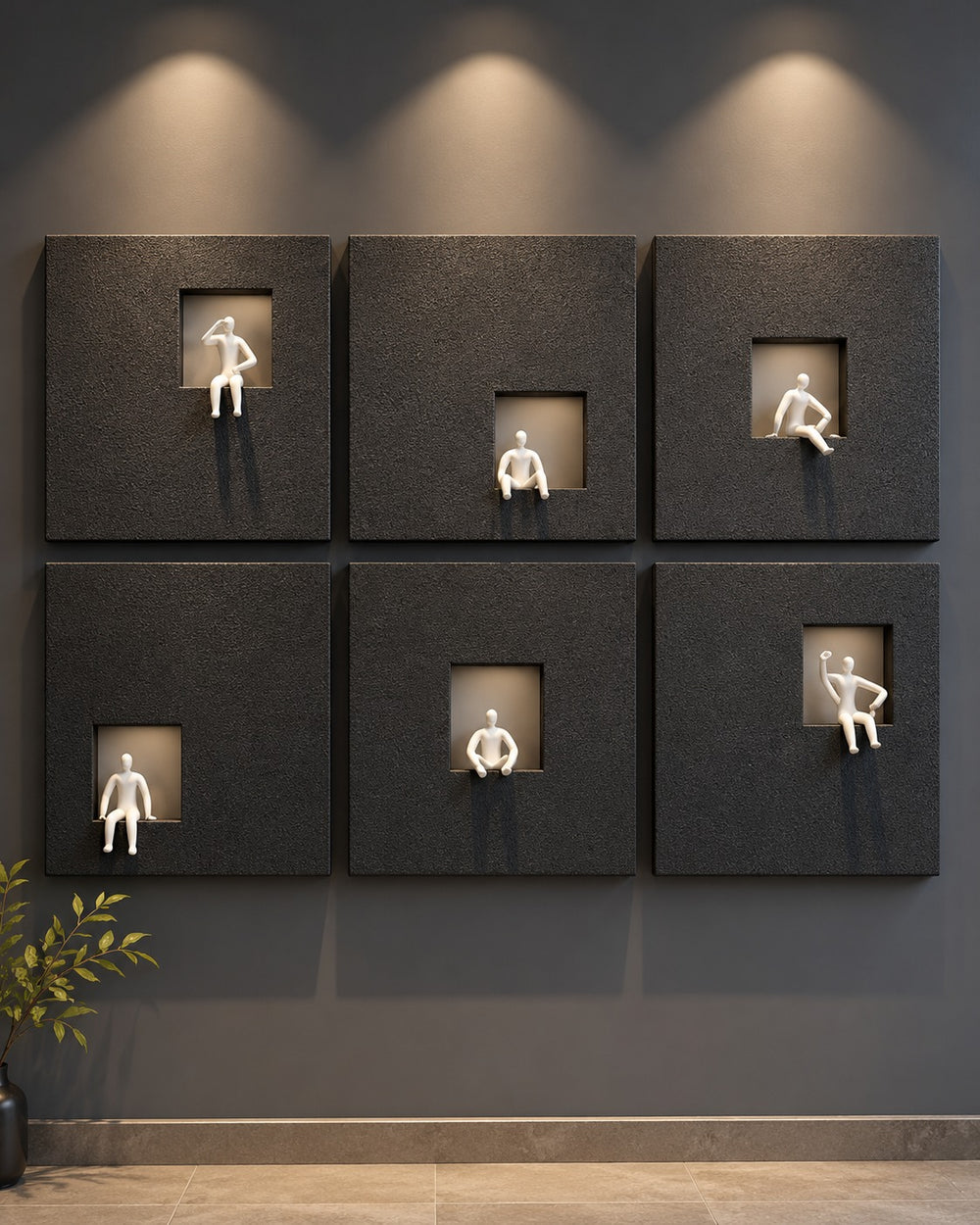 Quiet Moments Figurative Textured Wall Art – Set of 6