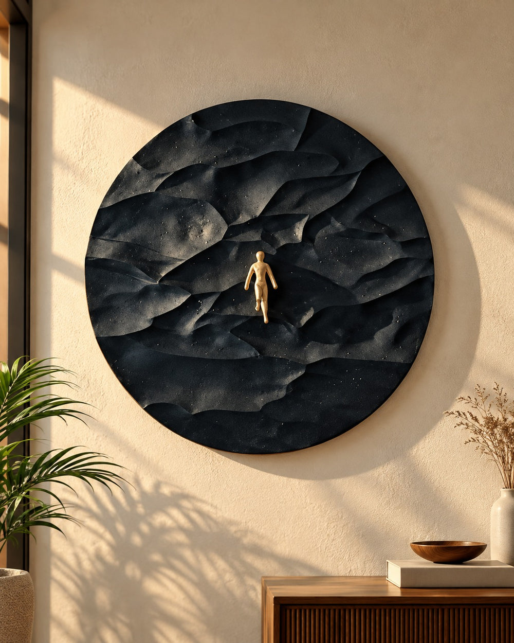 Solitary Journey Round Sculptural Wall Art