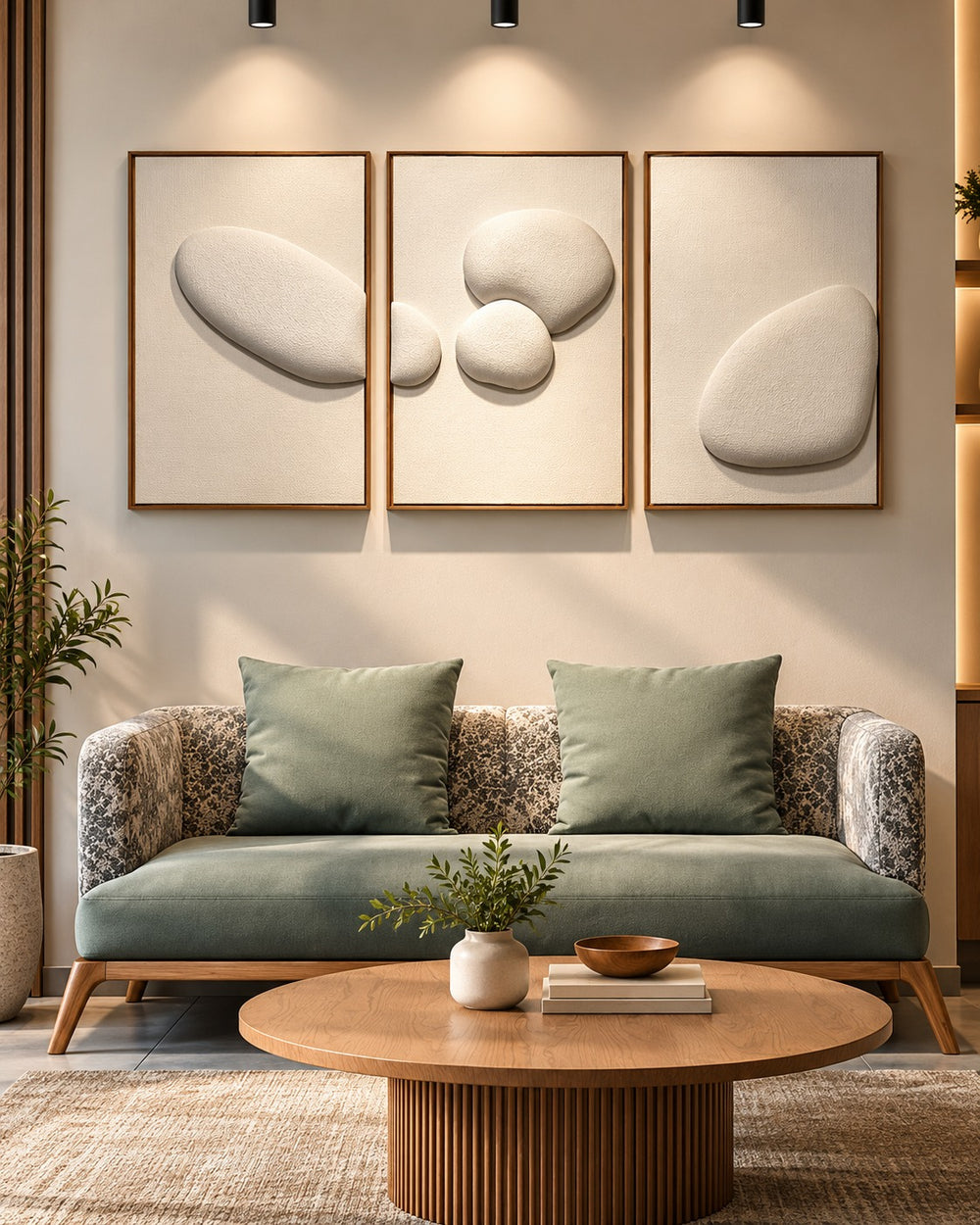 Soft Pebbles Framed Fabric Wall Art – Set of 3