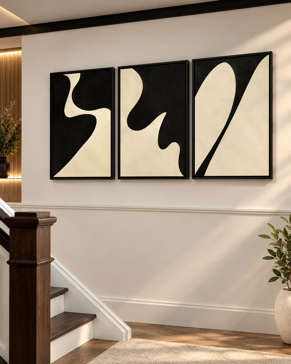 Monochrome Flow Abstract Wall Art – Set of 3