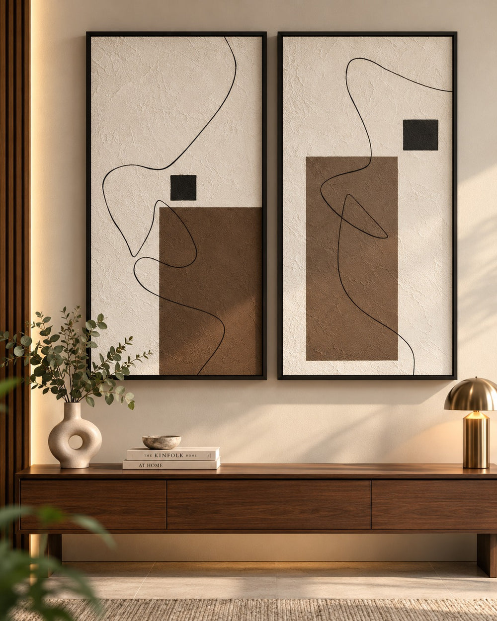 Wandering Lines Textured Abstract Wall Art – Set of 2
