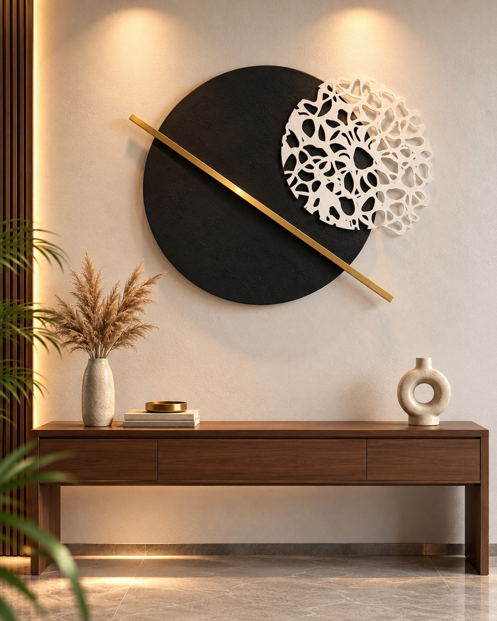 Ivory Filigree Disc Sculptural Wall Art